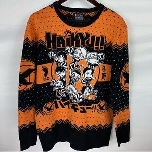 Haikyu Christmas Sweater Men’s Large Karasuno Crows Chibi Team Holiday Exclusive